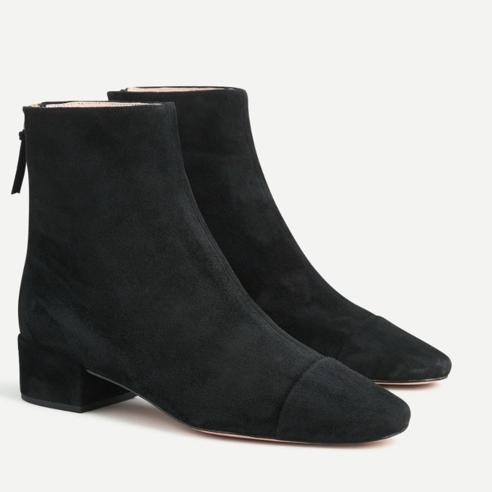 J. Crew Black Suede Roxie Cap Toe Ankle Boot Size 10 NEW